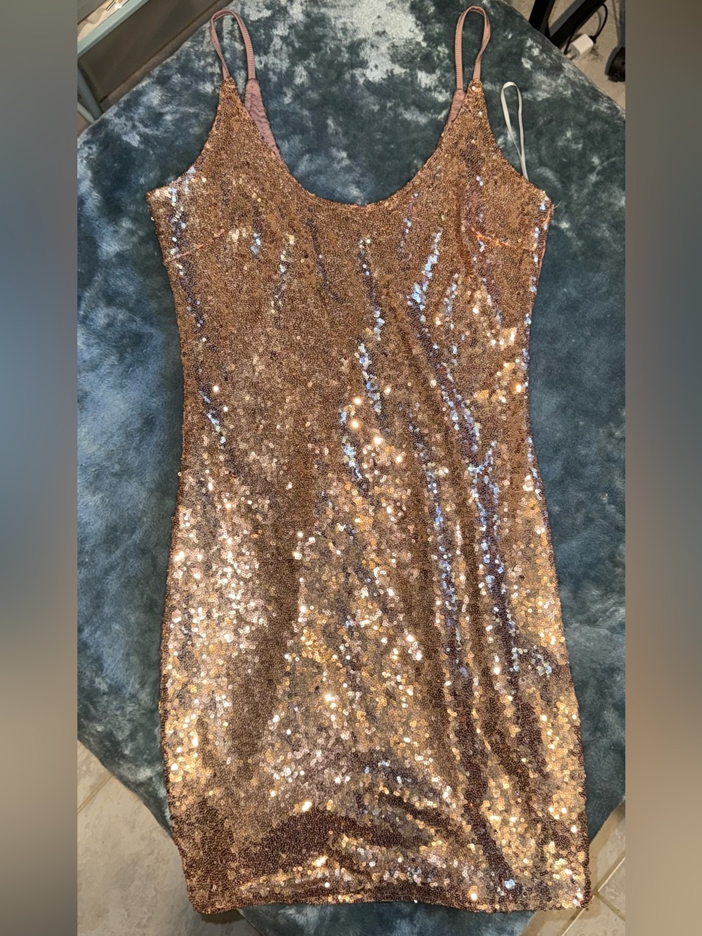 Fashion Nova Rose Gold Sequin Tank top Dress